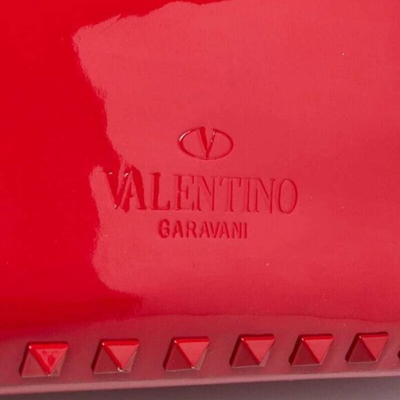 Valentino Patent Red Leather Rockstud Trapeze Medium Tote Bag - Picture 7 of 12